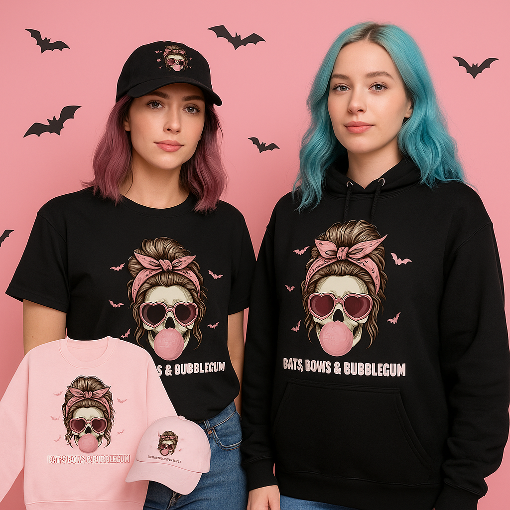 Bats, Bows & Bubblegum x AHK | Halloween Sweet Rebellion Collection ( Cap, Tee, Hoodie & Sweatshirt)