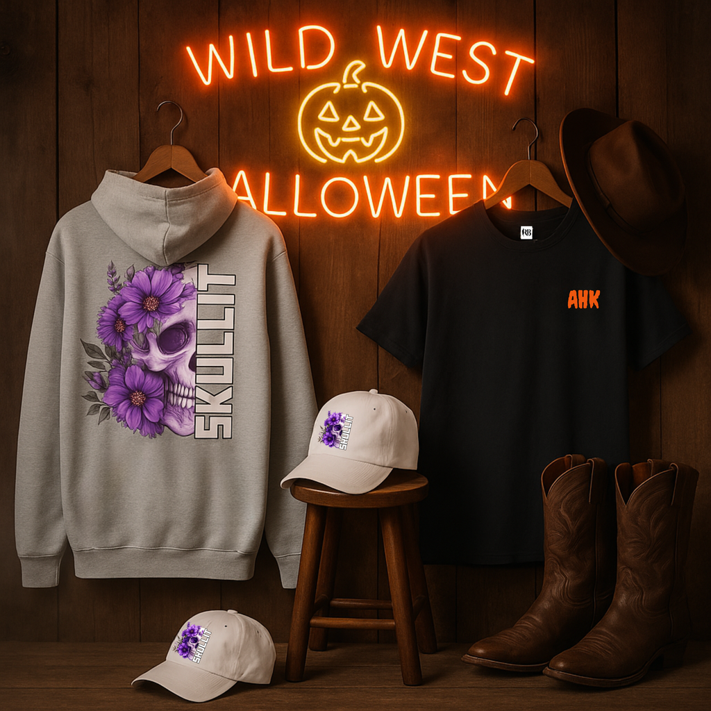 SKULLIT x AHK – Floral Skull Limited Edition Collection | Halloween Streetwear ( Cap, Hoodie or Sweatshirts, Tee or Tank)