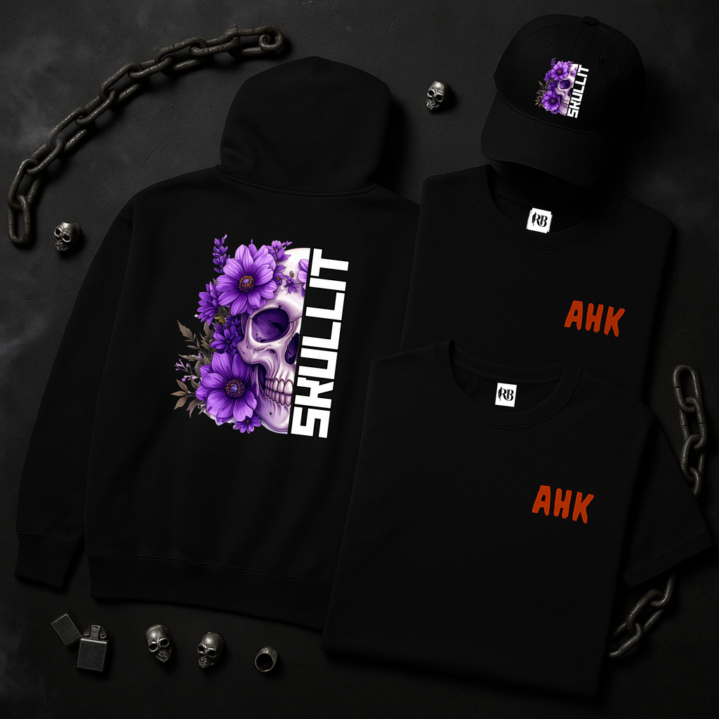 SKULLIT x AHK – Floral Skull Limited Edition Collection | Halloween Streetwear ( Cap, Hoodie or Sweatshirts, Tee or Tank)