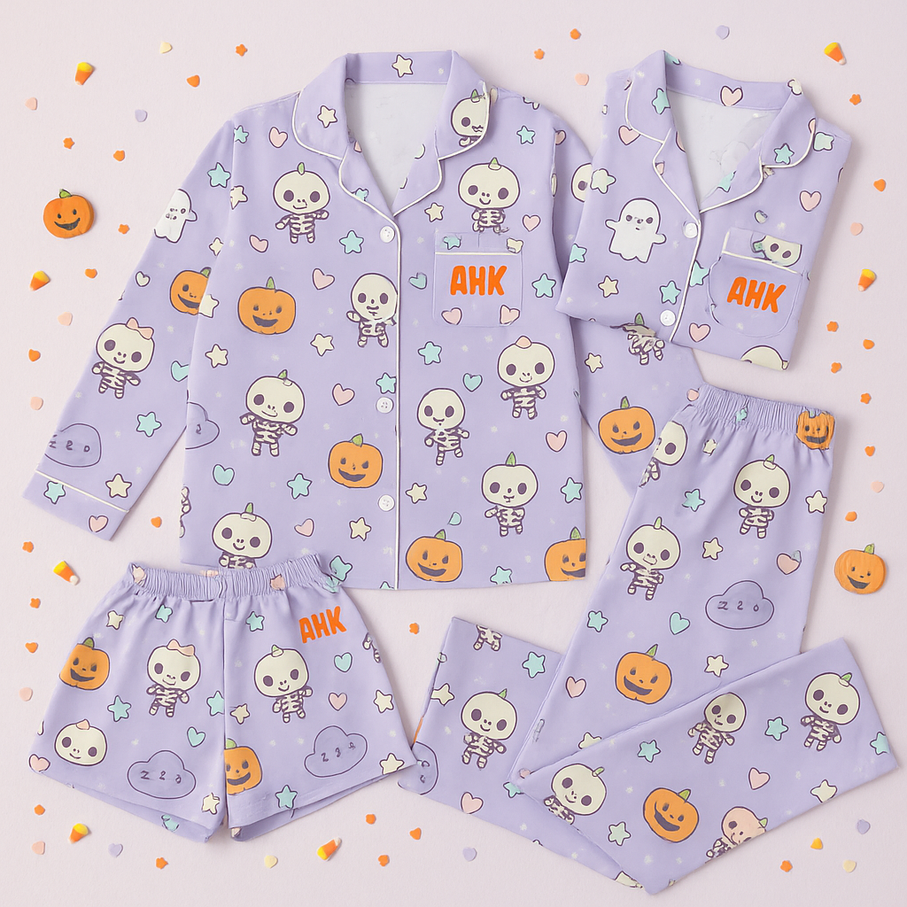Adorable Spooky Friends in Purple Pajama Bundle | AHK Halloween Sleepwear