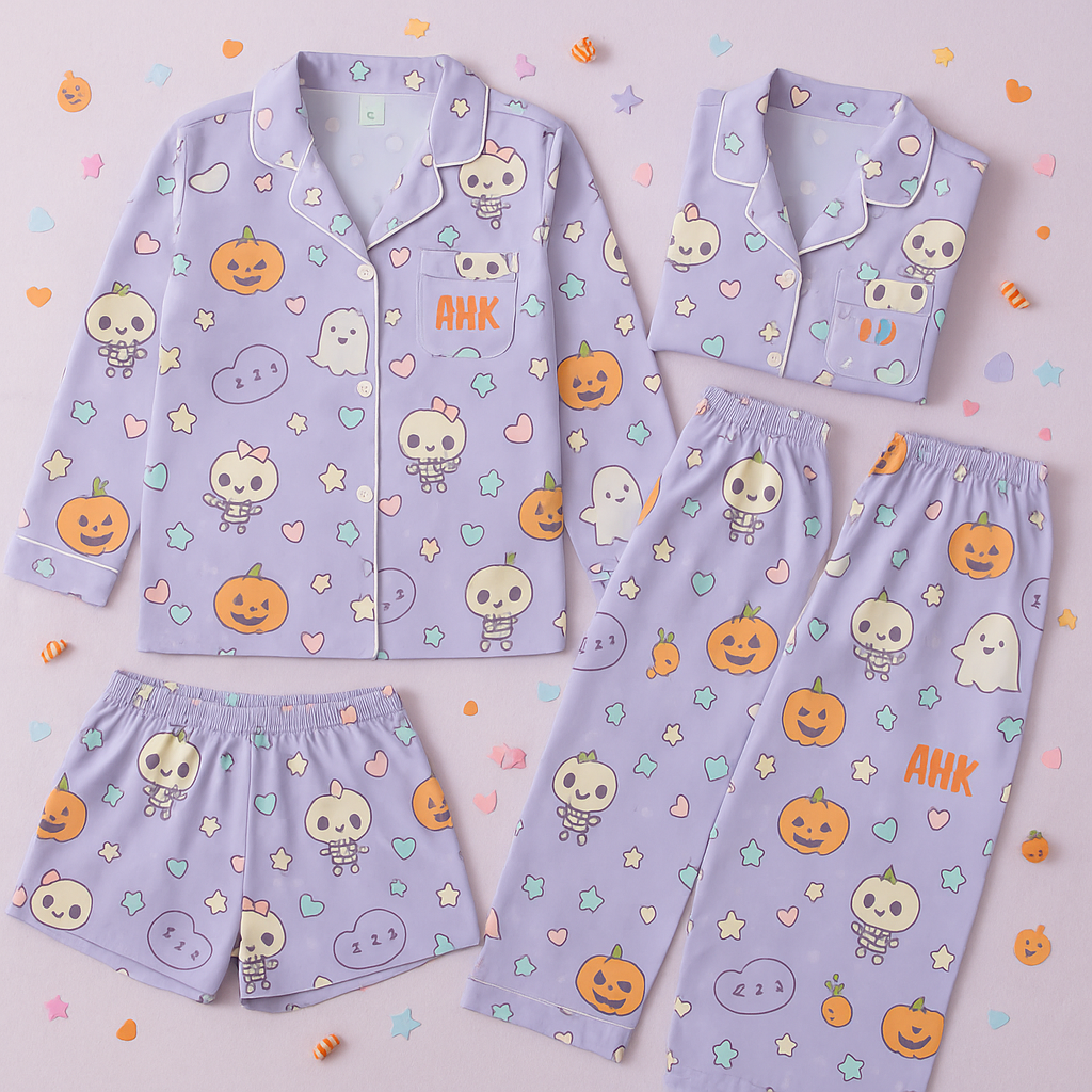 Adorable Spooky Friends in Purple Pajama Bundle | AHK Halloween Sleepwear