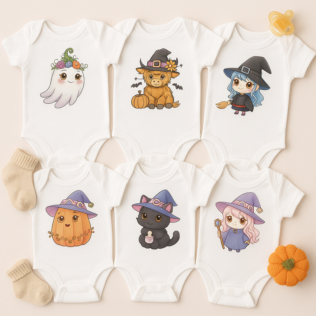 Spooky Cuties Baby Girl Onesie Collection 👶🎃 | Adorable Halloween Designs by AHK