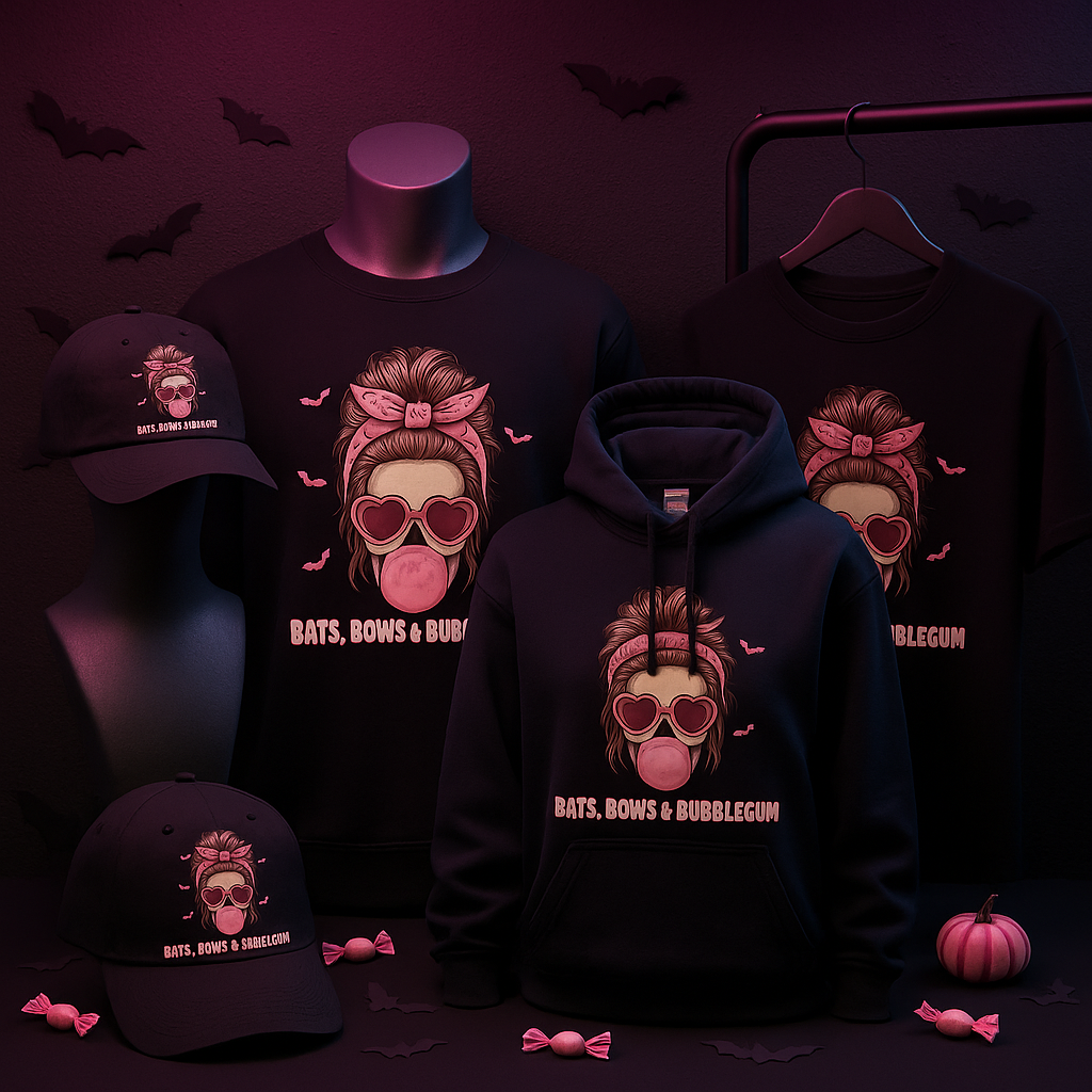 Bats, Bows & Bubblegum x AHK | Halloween Sweet Rebellion Collection ( Cap, Tee, Hoodie & Sweatshirt)