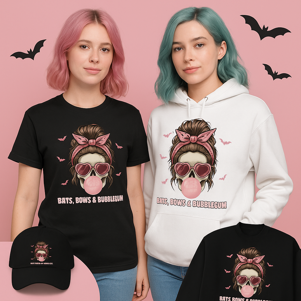 Bats, Bows & Bubblegum x AHK | Halloween Sweet Rebellion Collection ( Cap, Tee, Hoodie & Sweatshirt)